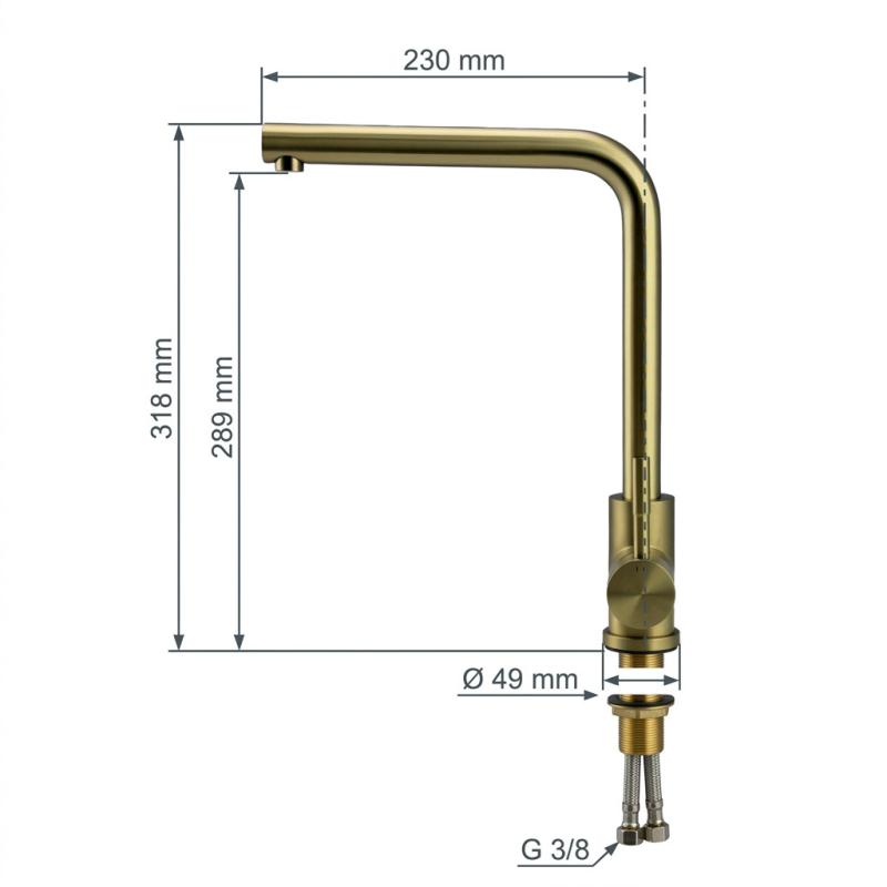 Pure.Sink Elite Steel Spark keukenkraan PVD geborsteld goud  PS8040-60